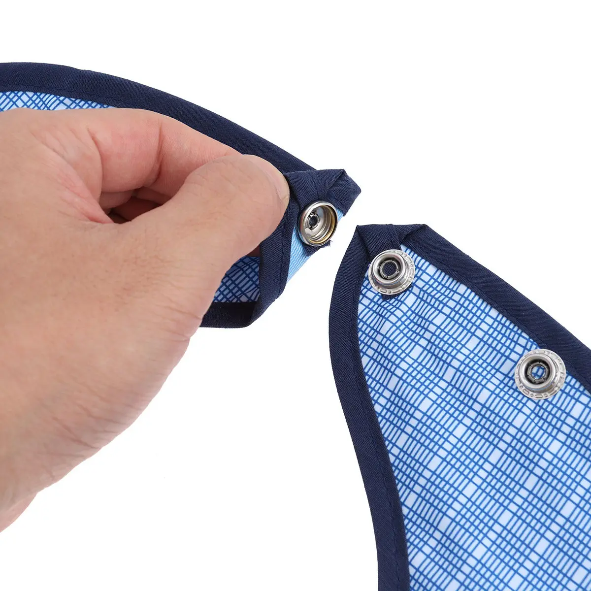 

Waterproof Adult Bib with Double Layer Plaid Design Clothing Protector for Eating and Care Use Foldable Crumb Tray Easy Clean