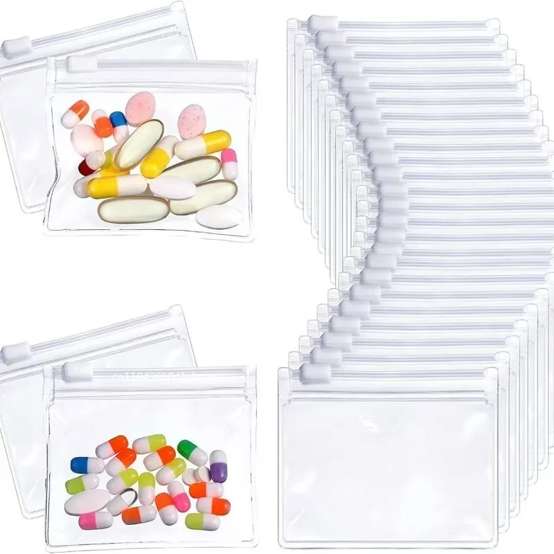 1/3/5/100pcs Portable Mini Medicine Bag Travel Pill Organizer PVC Material Drug Storage Box for Tablets And Capsules Size