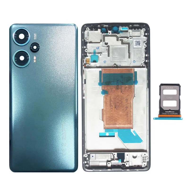 For Xiaomi Poco F5 Back Lid + LCD Front Frame Middle Bezel + Sim Tray Full Housing With Camera Lens phone Repair Parts