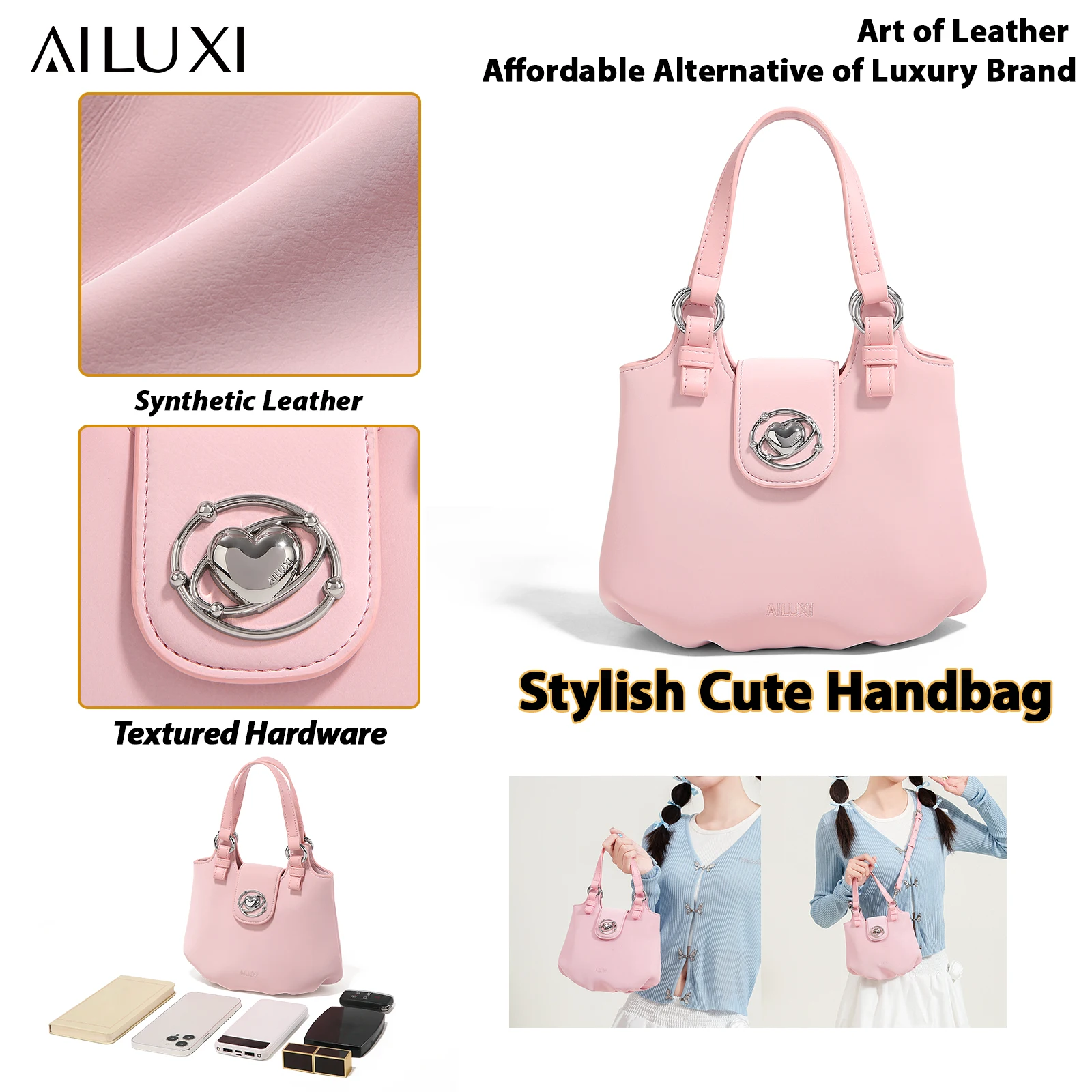 Ailuxi Sommer Handheld kleine Tasche für Frauen Mode niedlichen rosa Wolken tasche faltige Kette eine Schulter Umhängetasche Pu Leder