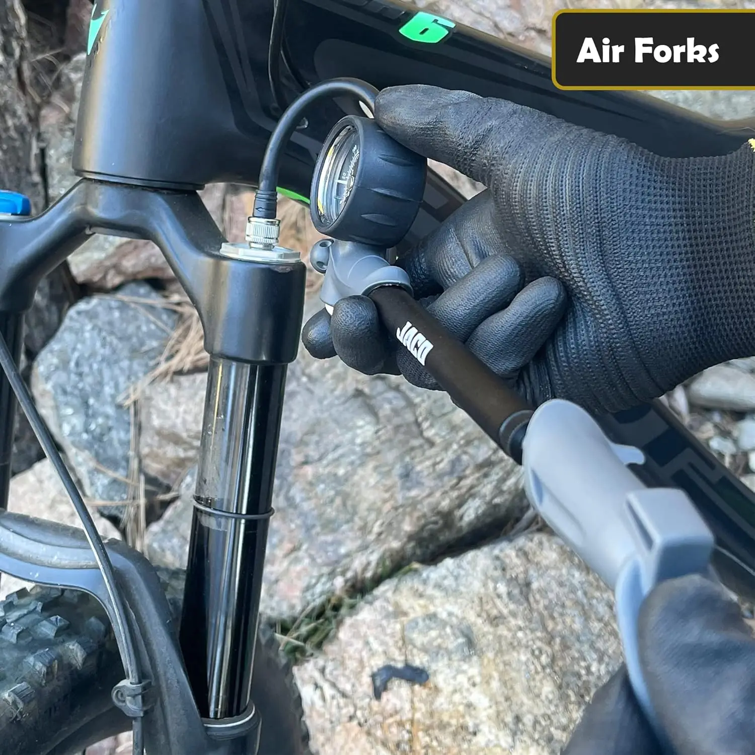 مضخة الصدمات JACO ShockPro MTB - شوكة هوائية/مضخة صدمات للدراجة الجبلية ذات ضغط عالي - 300 رطل لكل بوصة مربعة #6