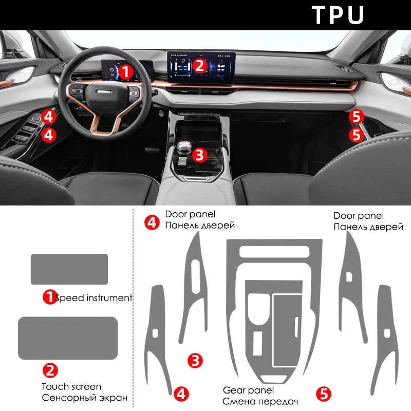 

TPU Transparent Film for Haval H6 3rd Generation Car Interior Sticker Center Pillar Console Gear GPS Dashboard Window Repair