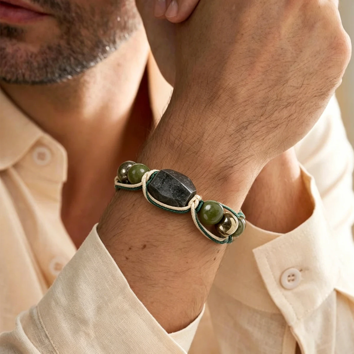 Herren-Armband aus natürlichem Citrin, gewebtes Armband, roher gelber Kristall, zieht Reichtum, Fülle, Heilstein, Schmuck, Geschenk für männliche Geschäftsleute – Detail 25
