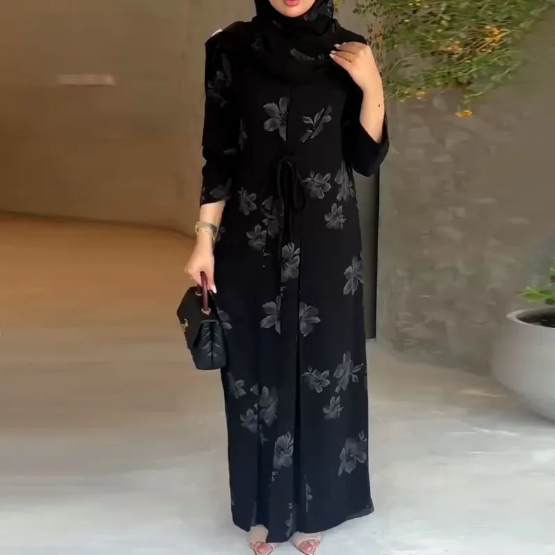 

Простая темпераментная женская длинная ветровка с принтом в стиле ретро, кардиган на шнуровке с длинными рукавами, ветровка, элегантная одежда для поездок на работу