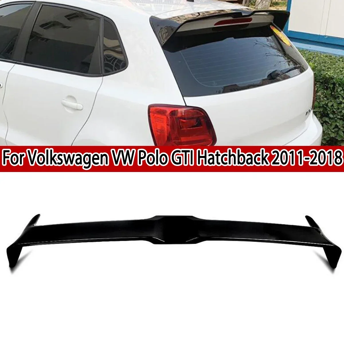 Glossy Rear Boot Lip Spoiler Extension Wing For VW Polo MK5 6R 6C WRC 2011-17