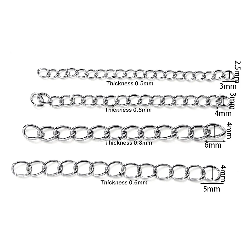 50 stuks roestvrij staal 5 cm gelaste verlengketting gouden ketting armband extender staartkettingen voor doe-het-zelf sieraden maken benodigdheden