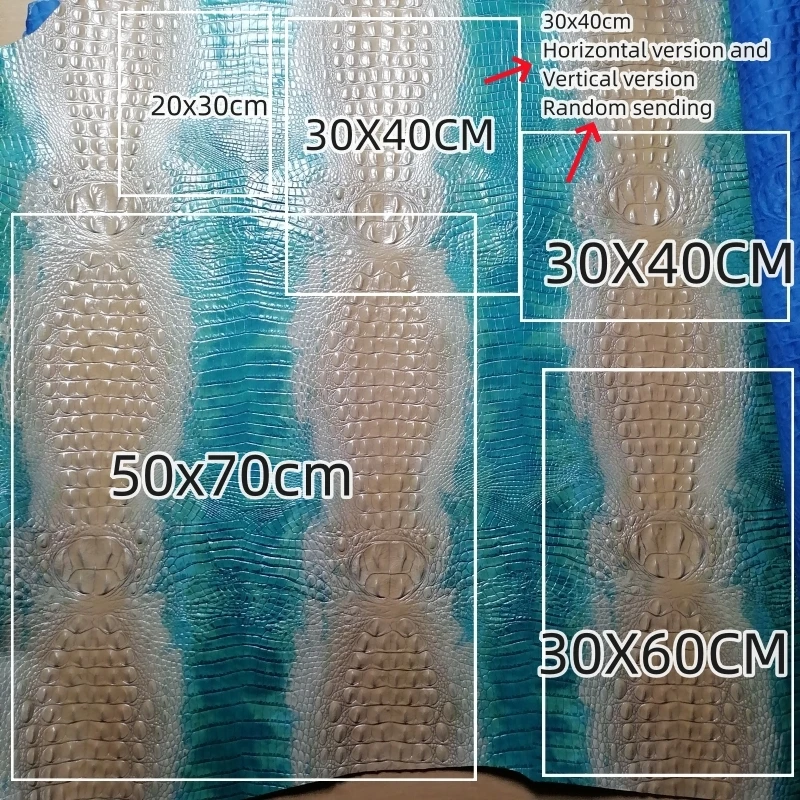 Bild 3: 1,3 mm zweifarbiges Rindsleder mit Krokodil-Schädel-Muster. Spitzenleder. Echtlederstoff. DIY für Styling-Tasche. Vollständiges Blattschneiden