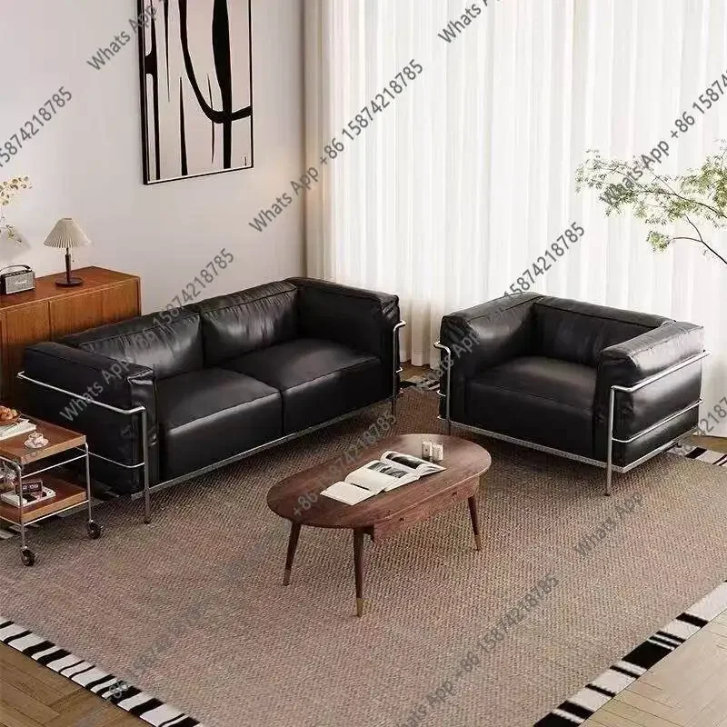

Минималистичный кожаный диван для гостиной, дизайнерский прямой кожаный диван для небольшой квартиры, комфортный, высококачественный, X-образный
