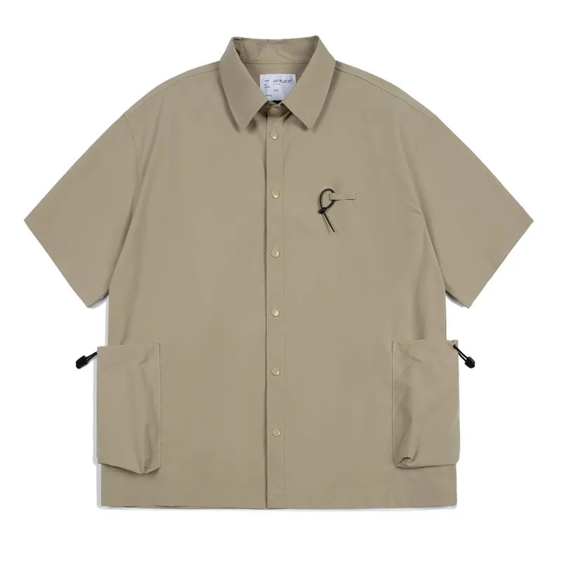

Japanese Sle Outdoor Cam ort Sve irt Large ket Workwear Loose Fit Summer Casual Men's Faion Brand
