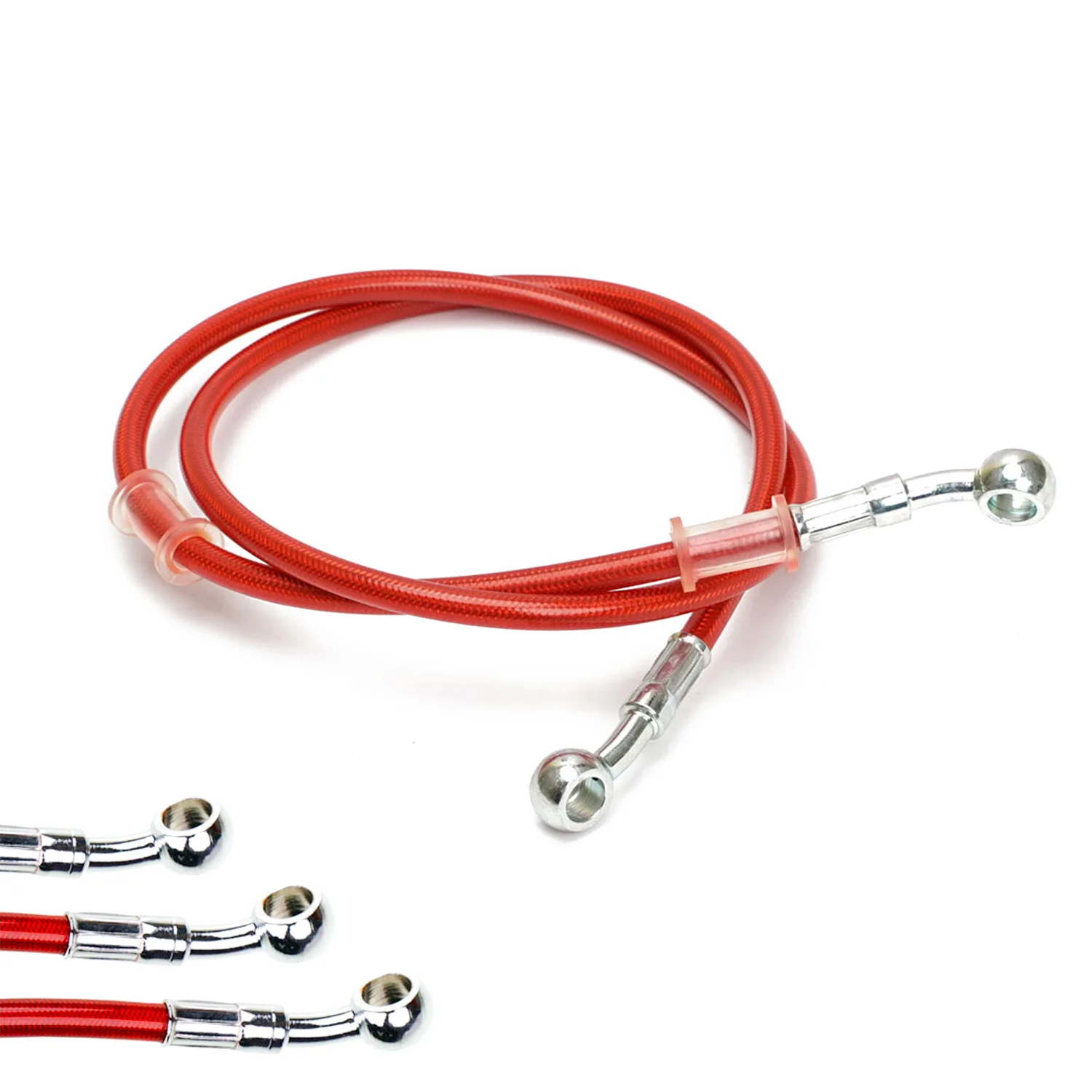 Red 400mm-2200mm Brake Hose Hydraulic DOT Line Cable 10mm 28° Banjo for Suzuki Kawasaki Yamaha Pipe Line Braided oil hose