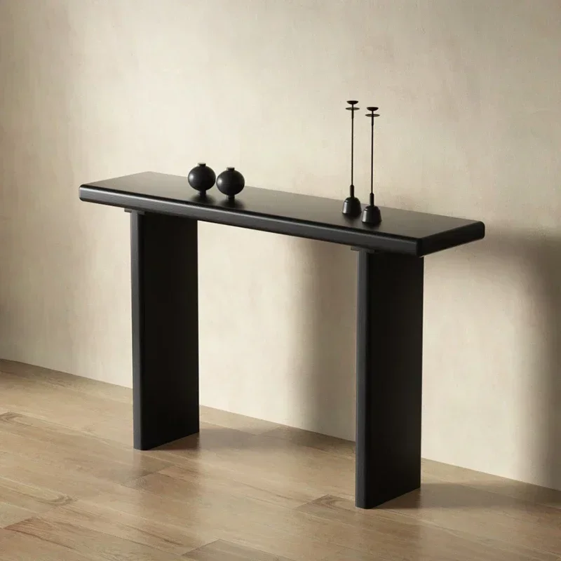 Décor moderne rétro Table d'entrée rustique minimaliste créatif bois Table d'angle noir Console Ingr