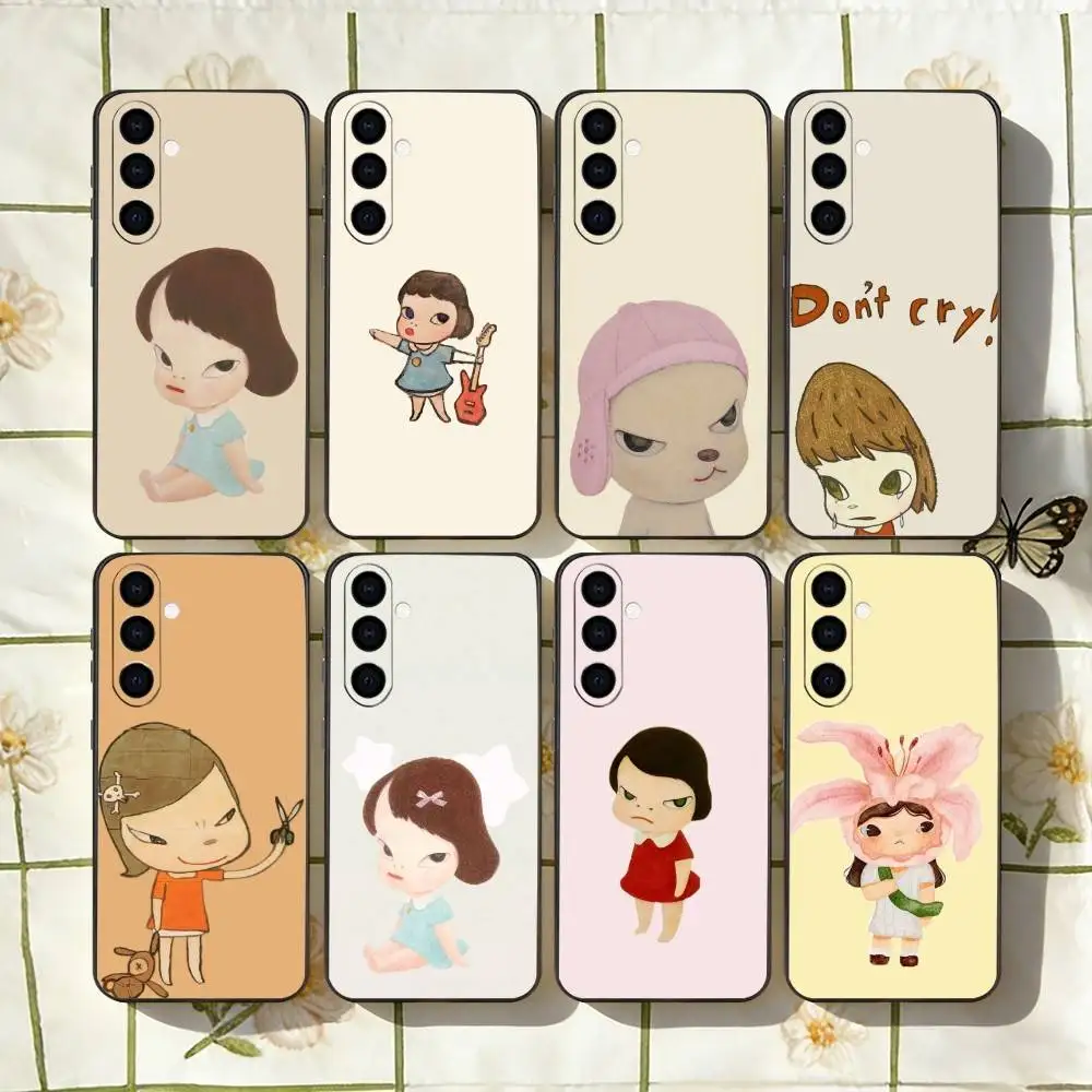 Cute Y-Yoshitomo N-Nara Phone Case Black Silicone Soft For Samsung Galaxy A73,A72,A71,A70,A53,A52,A51