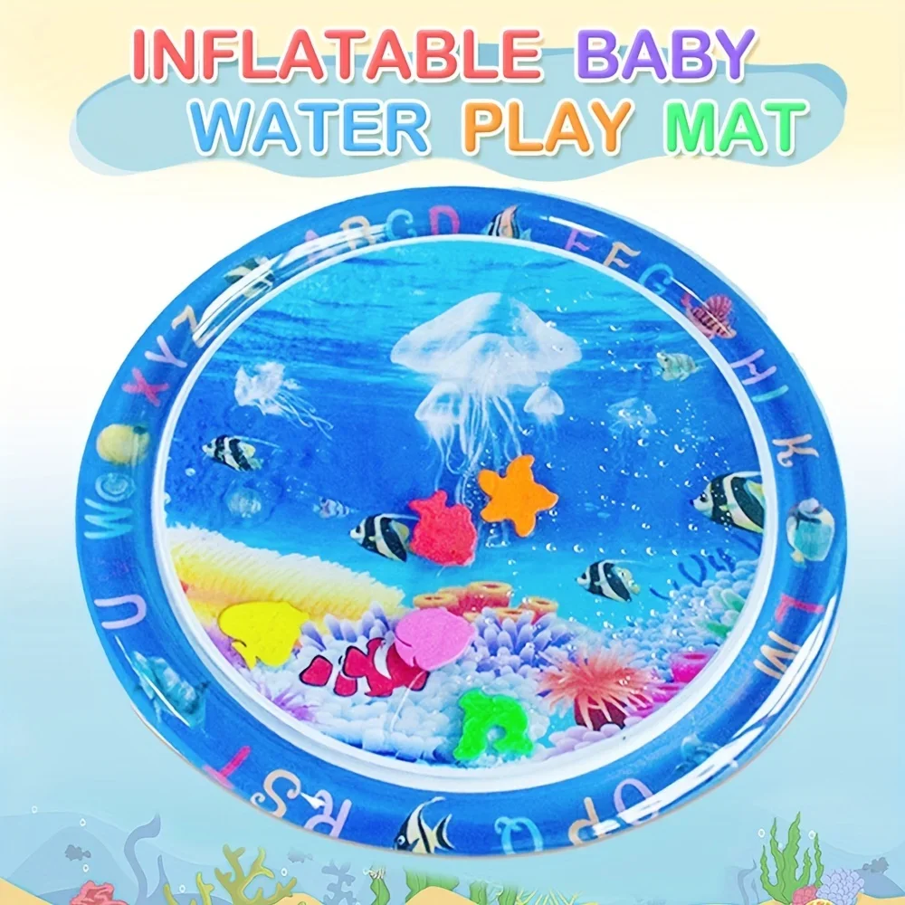 

1pc Round White Jellyfish Inflatable PVC Baby Playing Water Mat Toddler Pad Kids Early Education Activity Toys Mat Cushion Gift