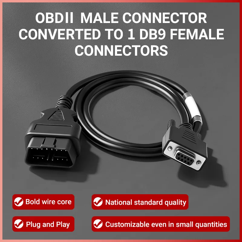 Jieyuan Automotive OBD2 male connector to 6 DB9 female connector Serial RS232 diagnostic tool gateway connection cable