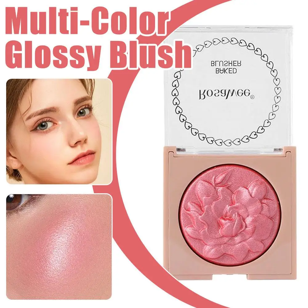 بودرة مكياج مجسمة طبيعية لامعة من Rose Glitter Brightening Contouring Blush Pearlescent Fine Sparkling Brightening #3