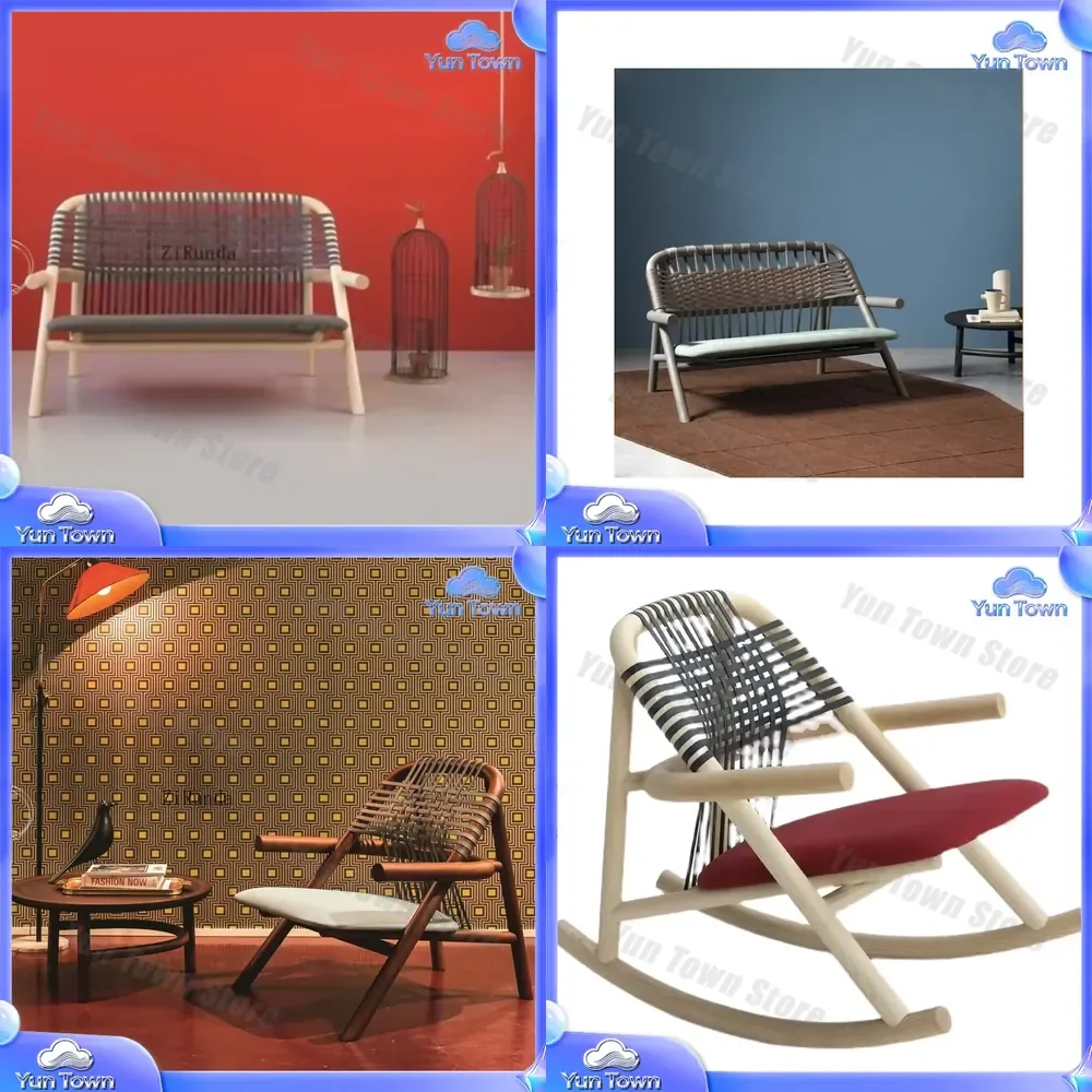 Outdoor Teak Sofa for Courtyard Patio Recliner Rocking Chair for Leisure Garden Furniture Outdoor Seating Set Modern