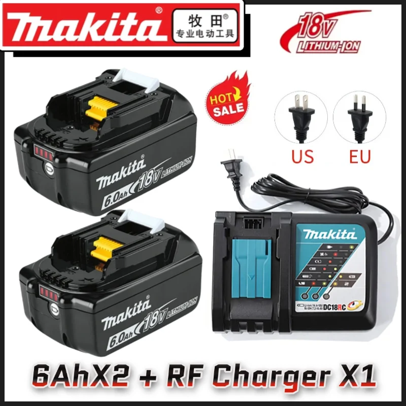 

Makita 18V Original Genuine Battery, 6000mAh High Power Discharge for Makita 18V Power Tool Replacement Battery & Fast Charger