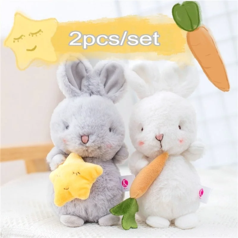 Cute Fluffy Bunny 2Pcs/set Plush Stuffed Soft baby Appease Toy Long Plush Hug Star Carrot Rabbit Doll toys Newborn Gift