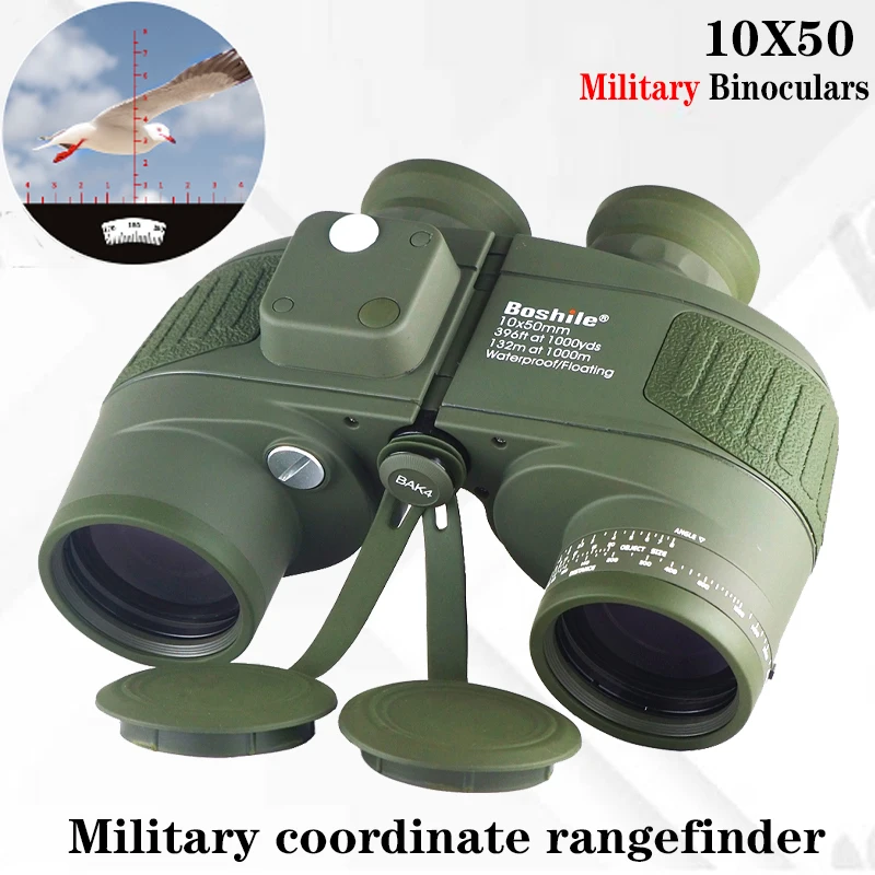 Binóculos Militares Telescópio Visão Noturna Spyglass Long View Profissional Coordenador Telémetro Viagem Caça Camping 10×50