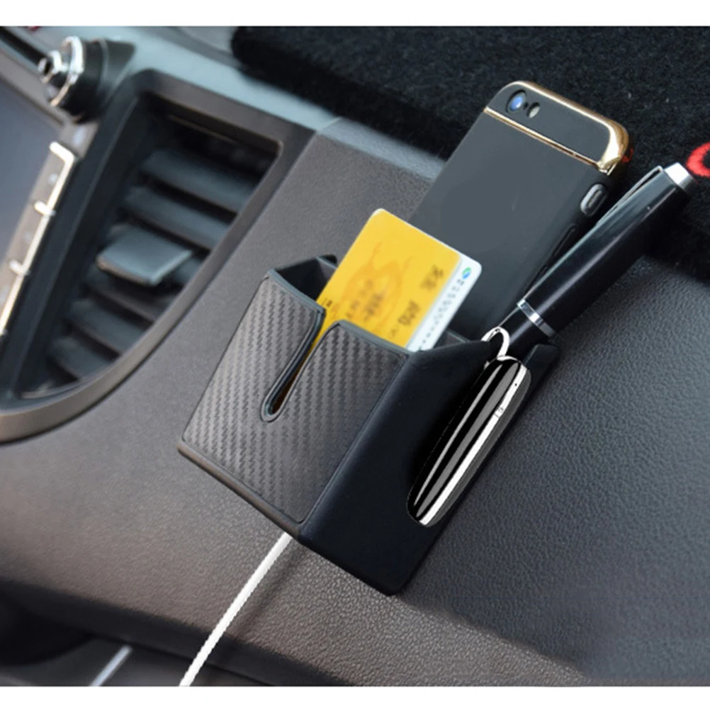 

Car Storage Box Dashboard Organizer Self-Adhesive Heavy Duty 250G Capacity Multi-Functional Phone Holder Portable Auto