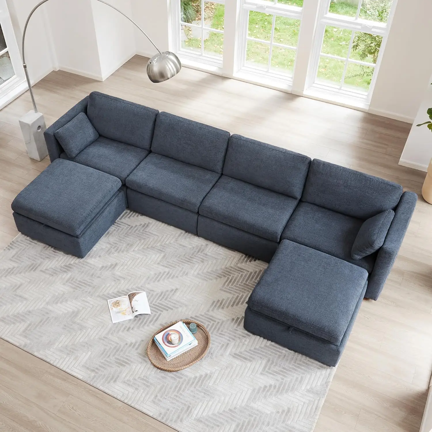 

Oversized Modular Sectional Fabric Sofa Set FSC Certified Extra Large U Shaped Couch Reversible Chaise Modular Sectional Couch