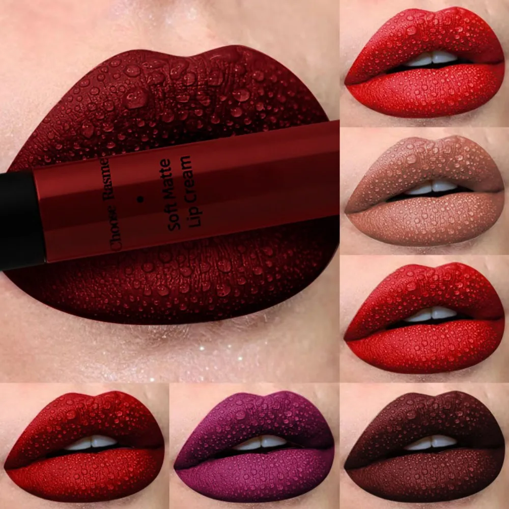 7 ألوان ماتي المخملية ملمع الشفاه مقاوم للماء أحمر الشفاه السائل عارية الأسود الشفاه تينت ماكياج الشفاه الصقيل مستحضرات التجميل أحمر الشفاه وصمة عار الجمال
