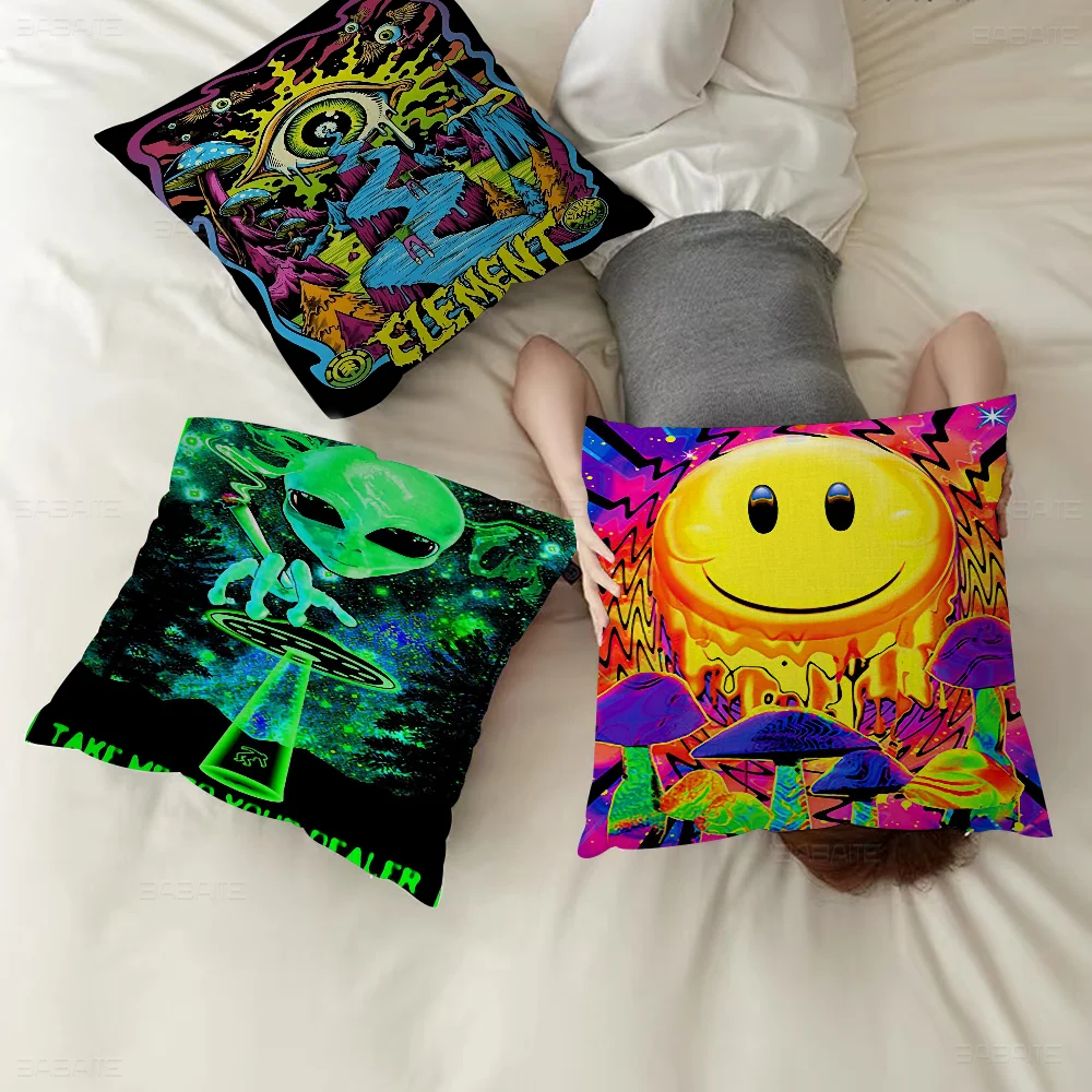 

Trippy Skeleton Abstract Psychedelic Mushroom Pillow Gift Home Office Decoration Bedroom Sofa Car Cushion Cover Case 45x45