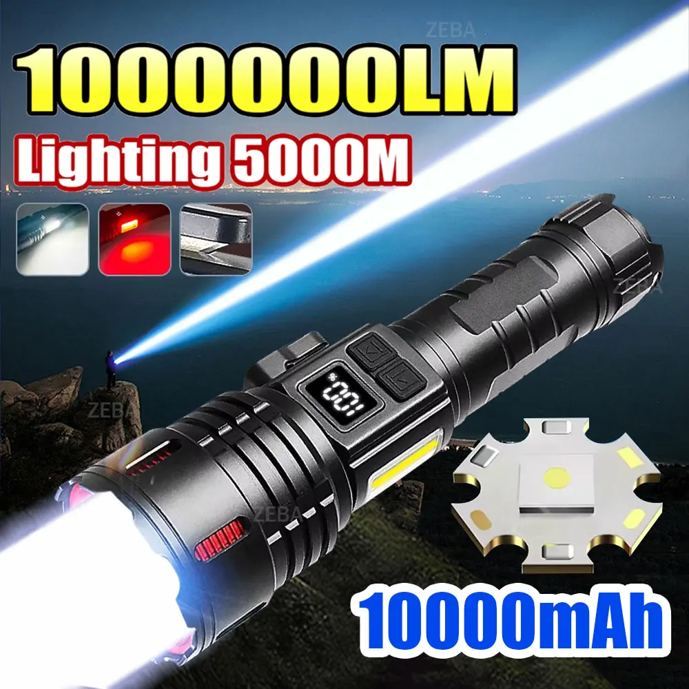 

High Power Led Flashlights XHP390 High Lumen 10000000 Rechargeable Led Torch Long Range Tactical Flashlights With Magnet Lantern