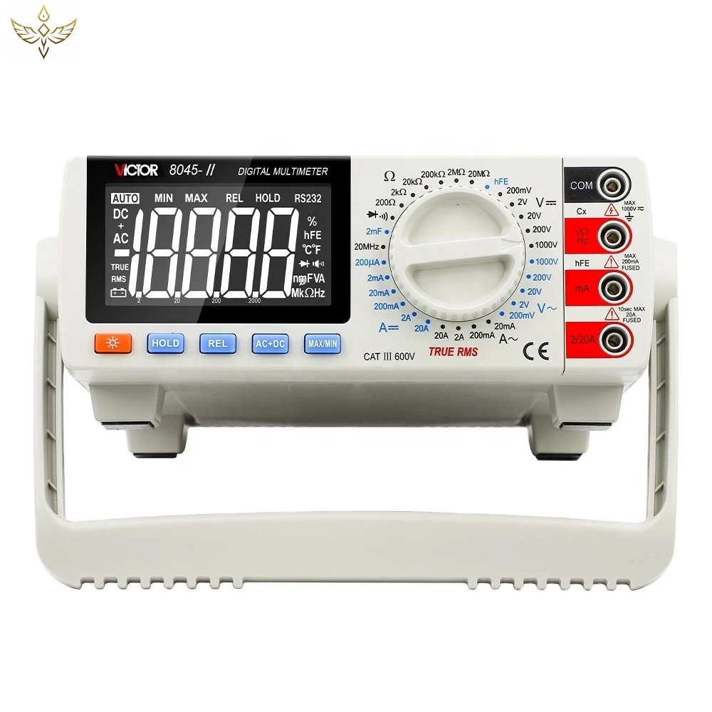 VC8045-II Bench Type True RMS 19999 counts DMM Digital Multimeter DC AC 1000V 20A Manual Range Capacitance 2000uF Tester