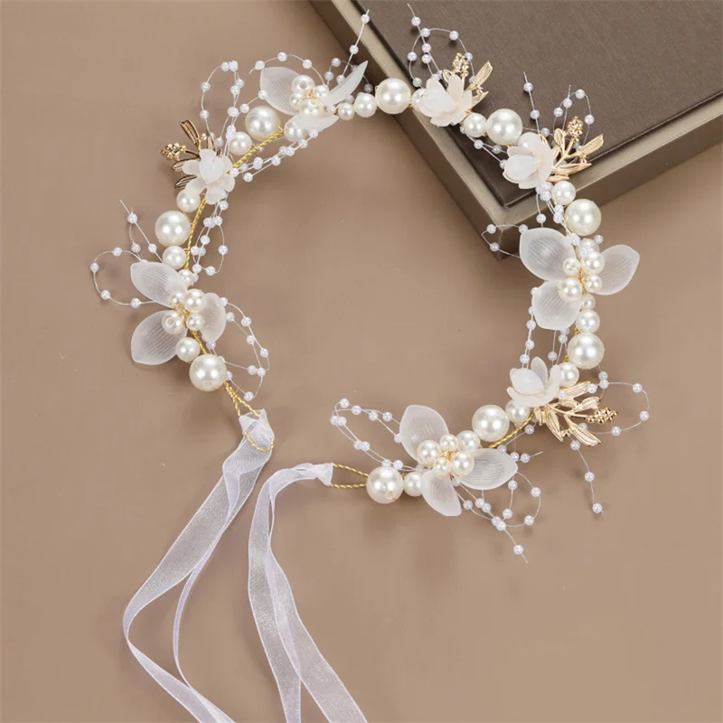 Headband And Wrist flower Pearl Crystal Corsage Bridesmaid Children Hand Flowers Marriage Beautiful Bride Wedding Accessories