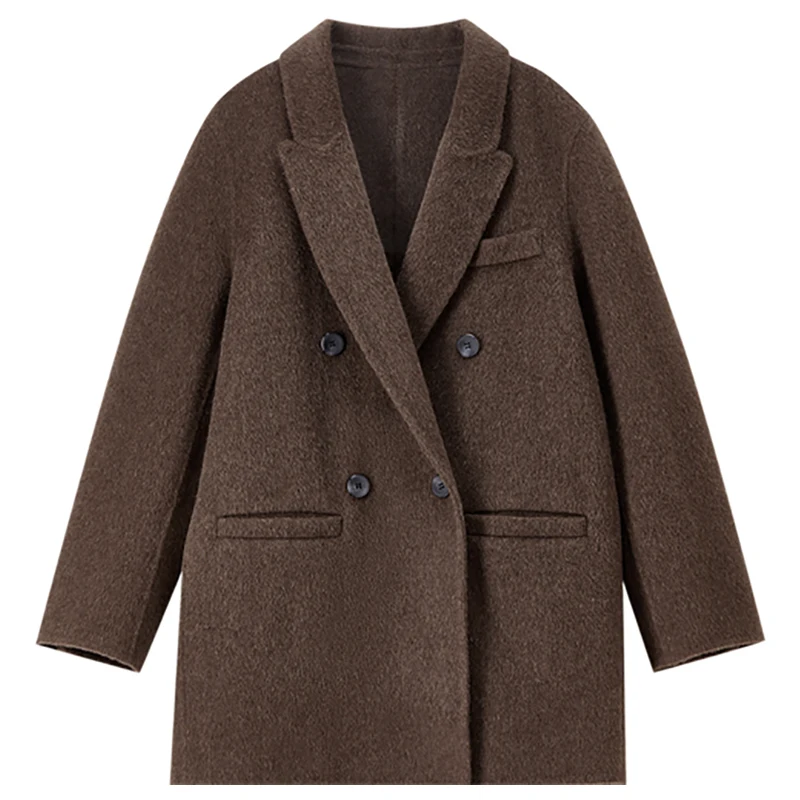 SENTUBILA mode trajet laine manteaux pour femme cran revers Double boutonnage vestes 2025 solide classique vêtements pour femmes W44O56673