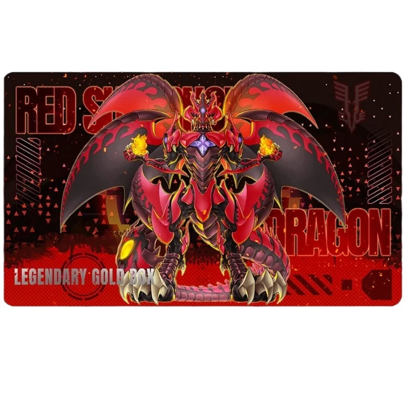 600x350mm Yu-Gi-Oh! Diy Red Supernova Dragon Trading Card Playmat OCG 2mm Seam Edge Single Rubber Board Game Card Mat Toy Gift
