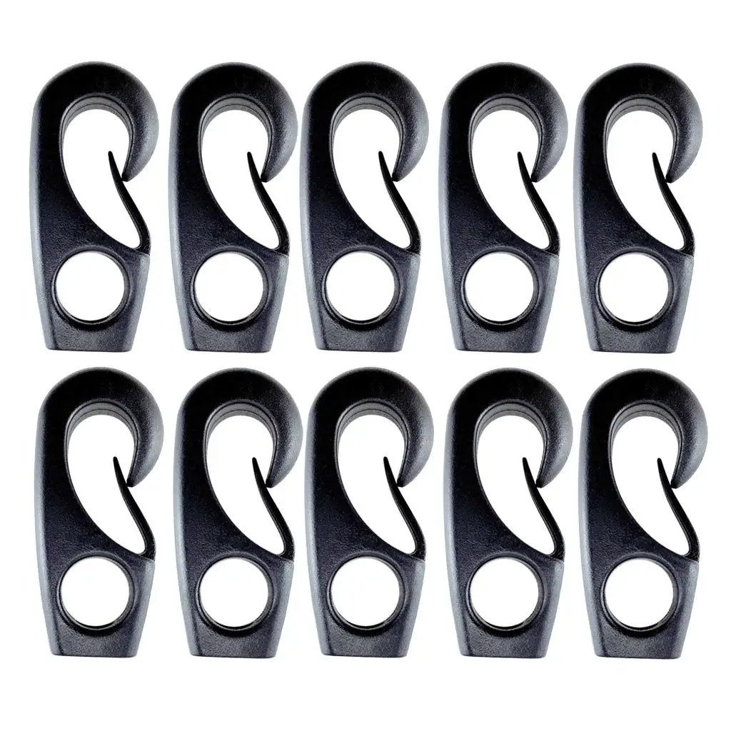 Shock Cord Nylon Hooks Heavy Duty 55mm Kayak Bungee Hook Plastic Cord Holder for Canoe Camping