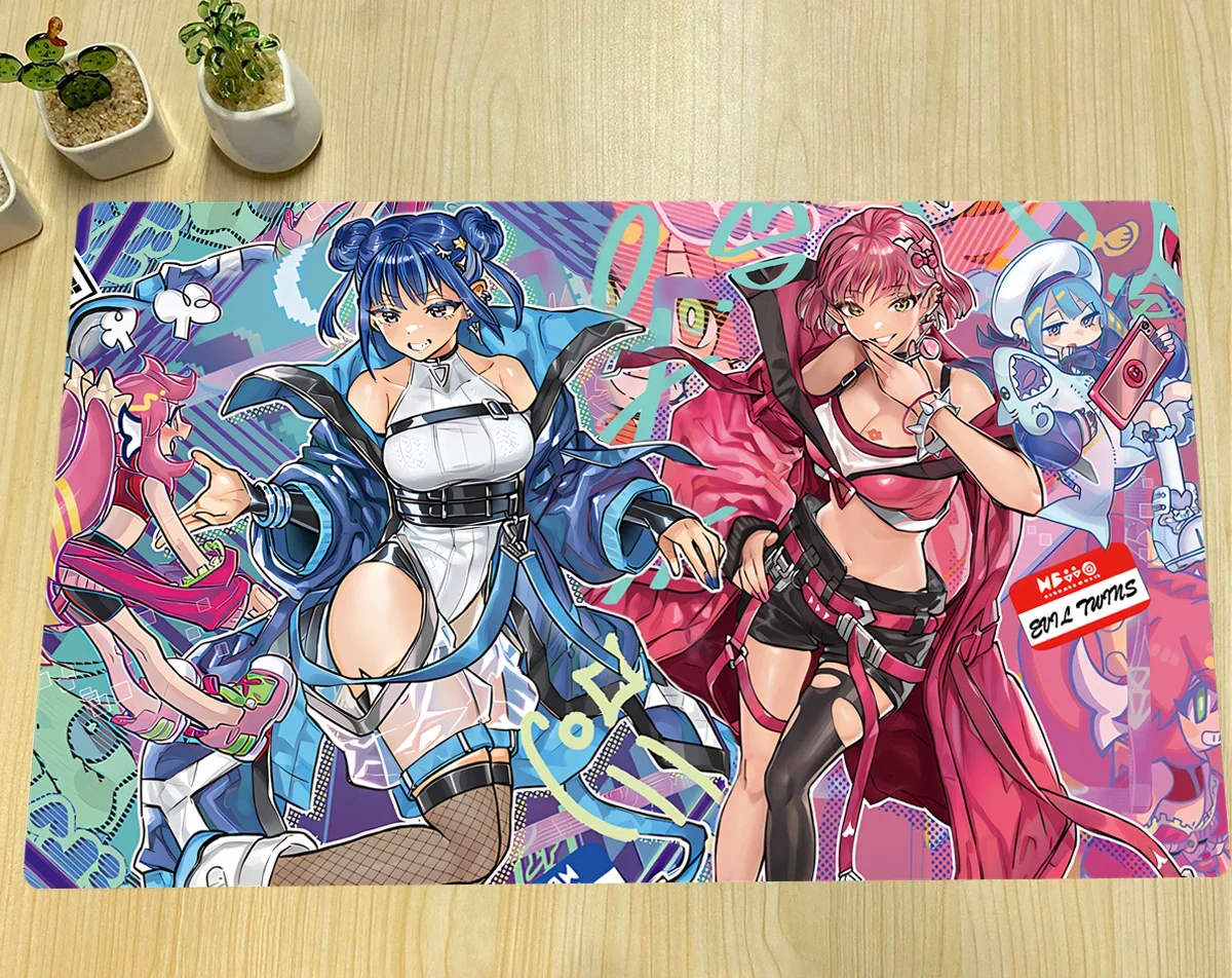 

YuGiOh Evil Twins Ki-sikil & Lil-la Коврик TCG CCG Настольная игра Коллекционный коврик для карточных игр Коврик для мыши на заказ Резиновый настольный коврик Зона Бесплатная сумка