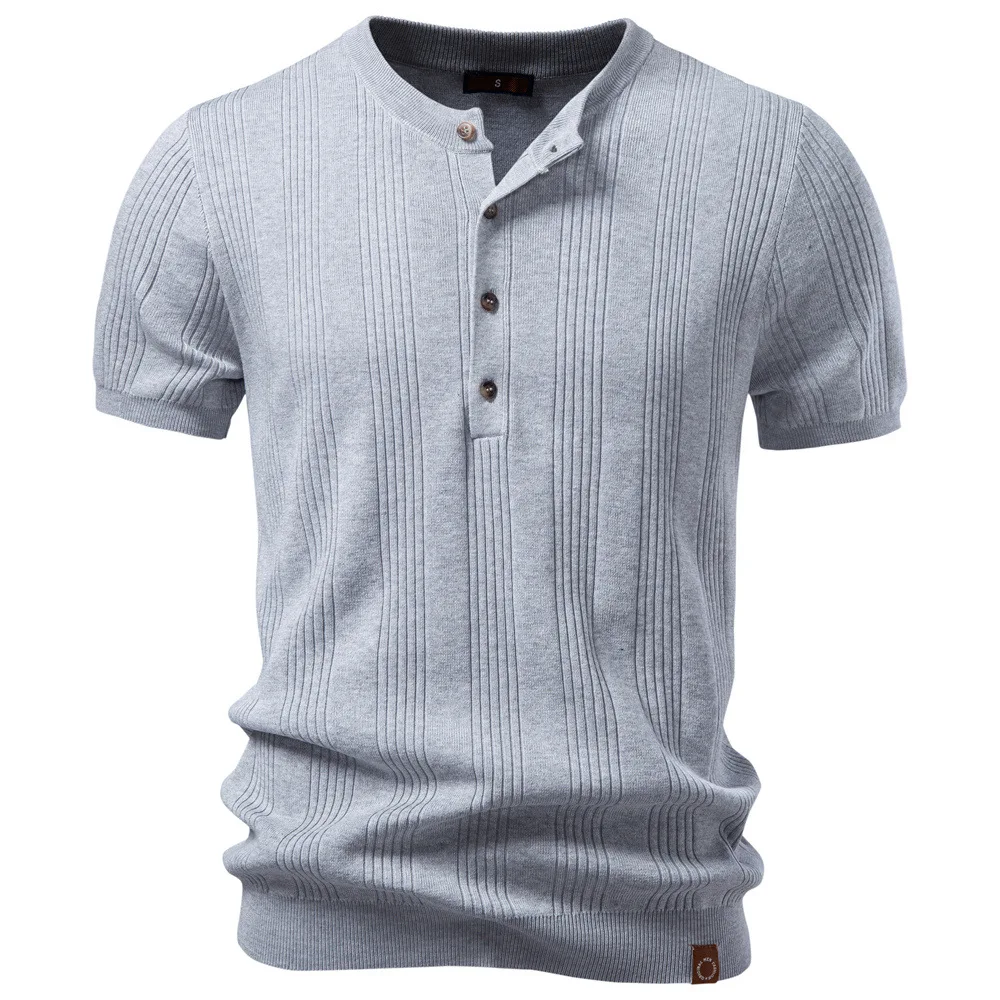 Summer 2026 Men's Business Zipper Knitted Shirt Short Sleeved Top Woolen Material for Comfortable Wear