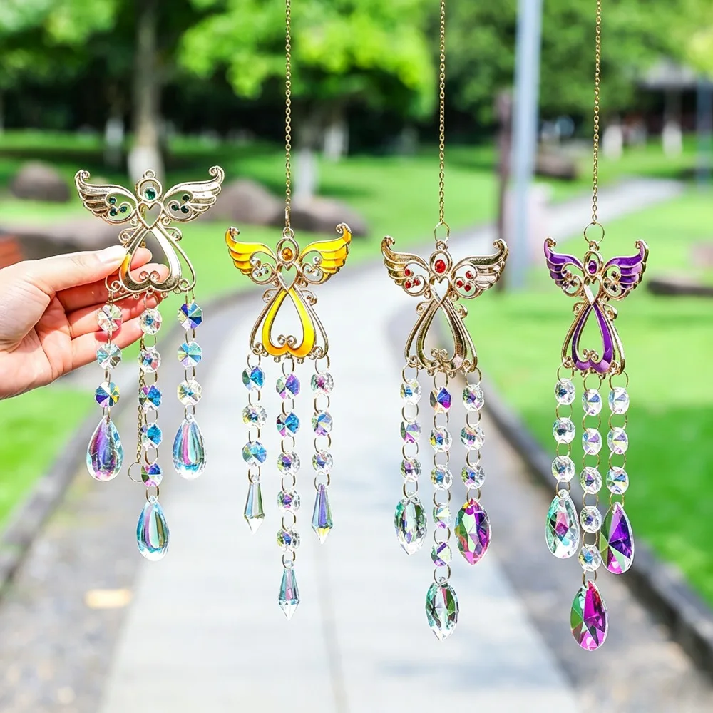 Four Color Love Angel Crystal Jewelry, Crystal Wind Chime Pendant Home Gardening Hanging