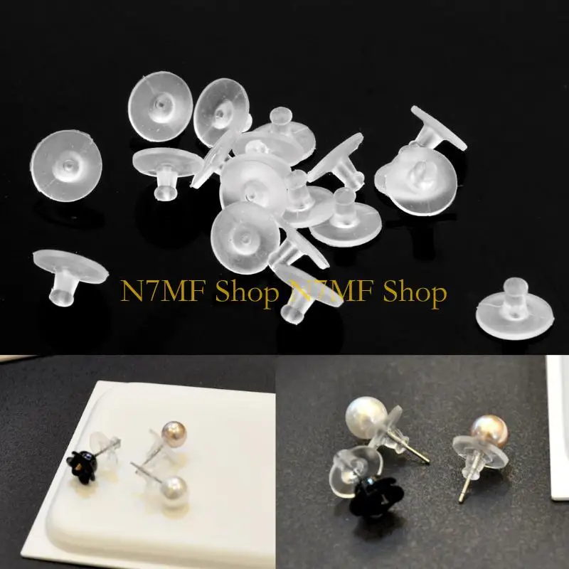 

N7MF 100Pcs Earring Backs Earring Stoppers Clear Rubber Clutch Earring Backs