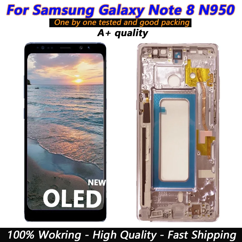 Super OLED Note8 SM-N950A N950U LCD Touch Screen LCD For Samsung Galaxy Note 8 N950 Display 100% Working With Frame Tested A+