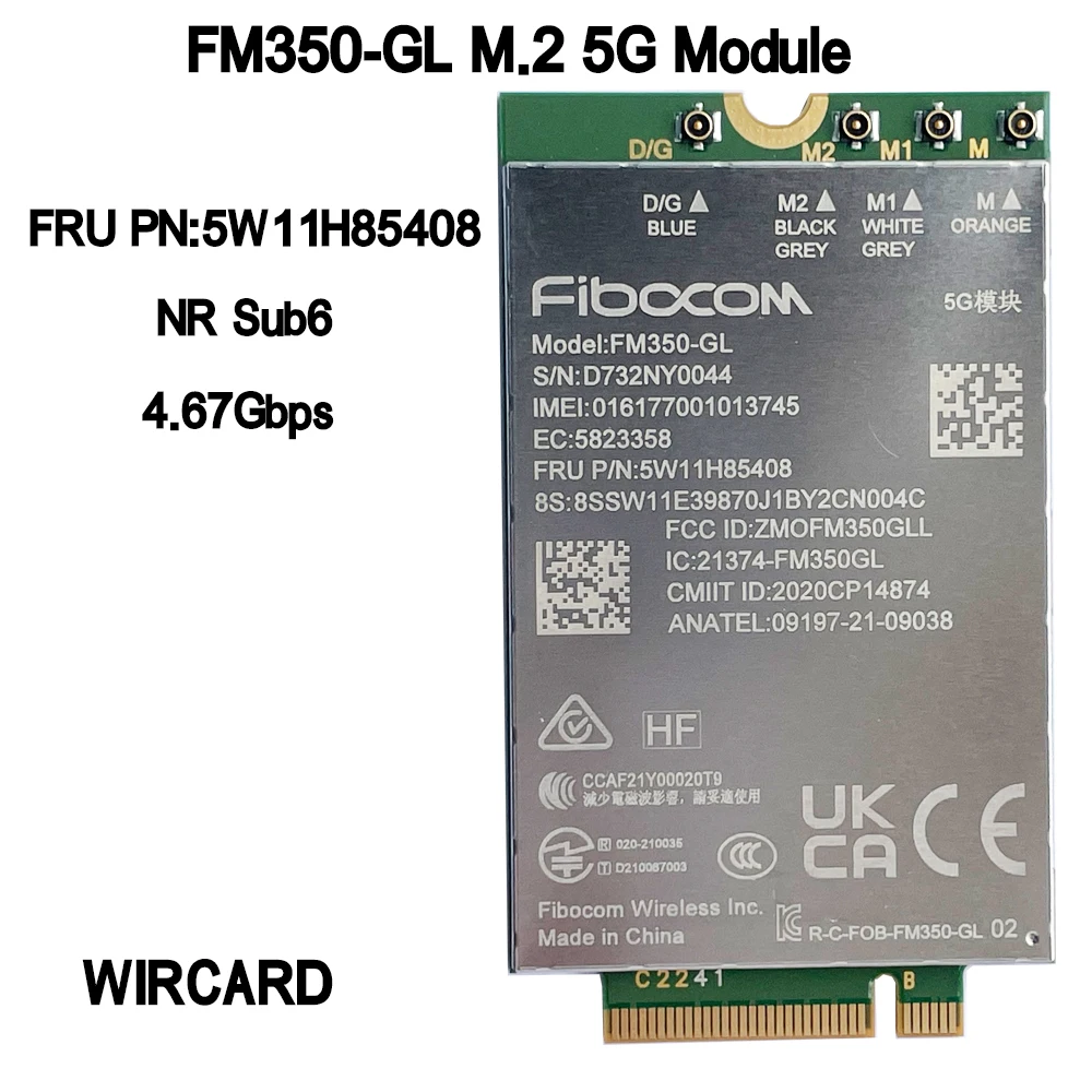 FM350-GL 5G NR M.2 Sub6 5G Module FRU 5W11H85408 For ThinkPad X1 Yoga 8th Gen Laptop