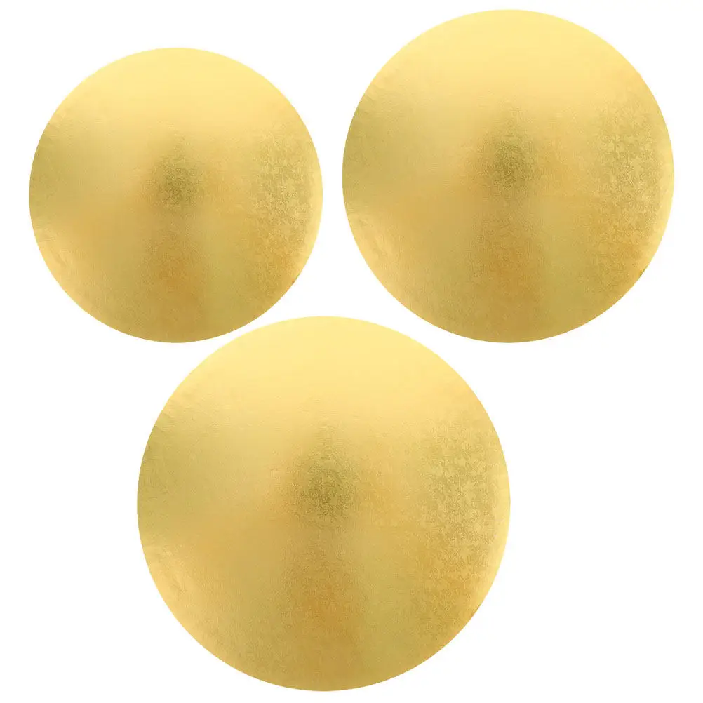 3Pcs Cake Transfer Board Round Corrugated Paper Aluminum Foil Cake Drum for Mousse Birthday Party Dessert Display Baking Supply