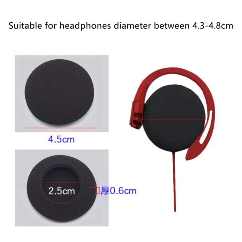 10Pcs Foam Ear Buds, 45mm Headphone Ear Pads Ear Cushions Replacement Sponge Covers Caps, Headset Earpads Earmuffs