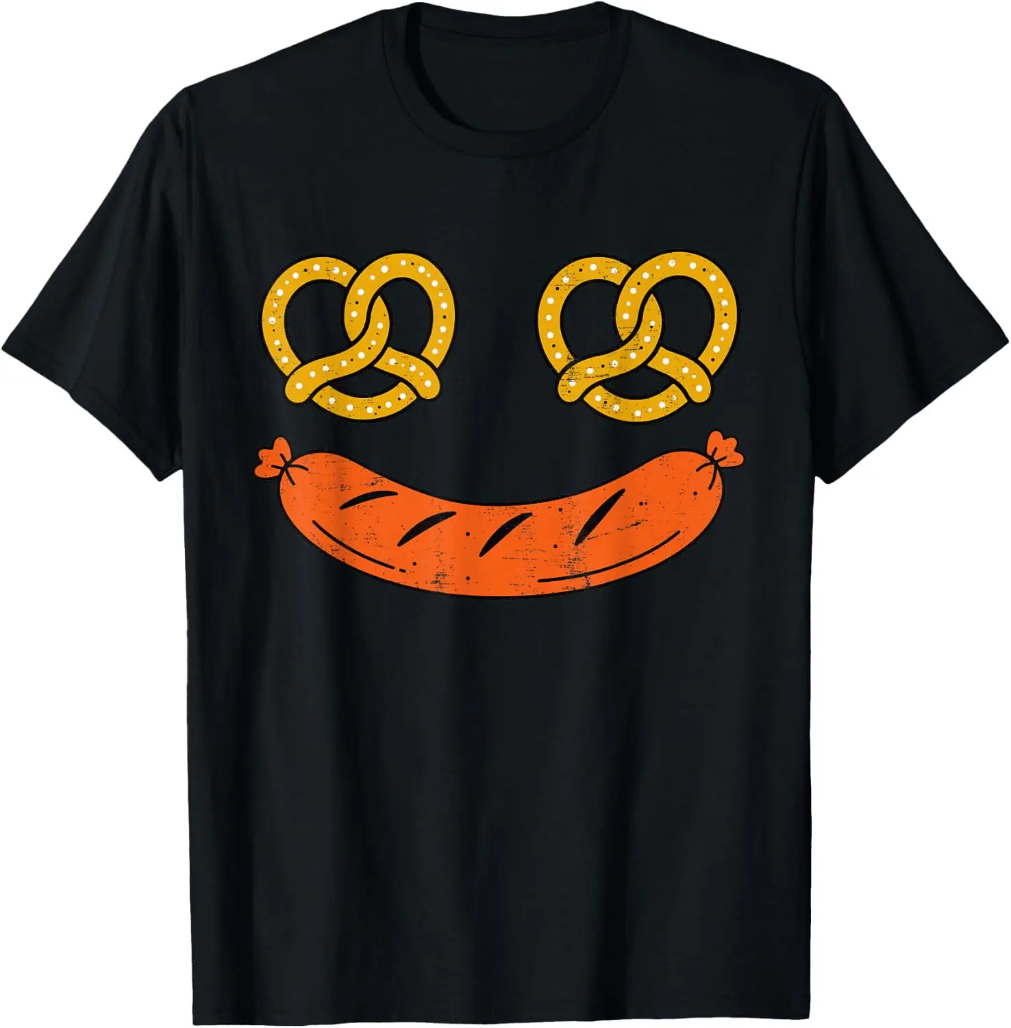 Pretzel Bratwurst German Costume Oktoberfest Men Women Kids T-Shirt Men Women Unisex Novelty Graphic T‑Shirt, Classic Crew Neck 100% Cotton Tee, Lightweight Anti‑Pilling Breathable Casual Tops, Year‑Round Daily Outfit, Holiday Birthday Present Tee