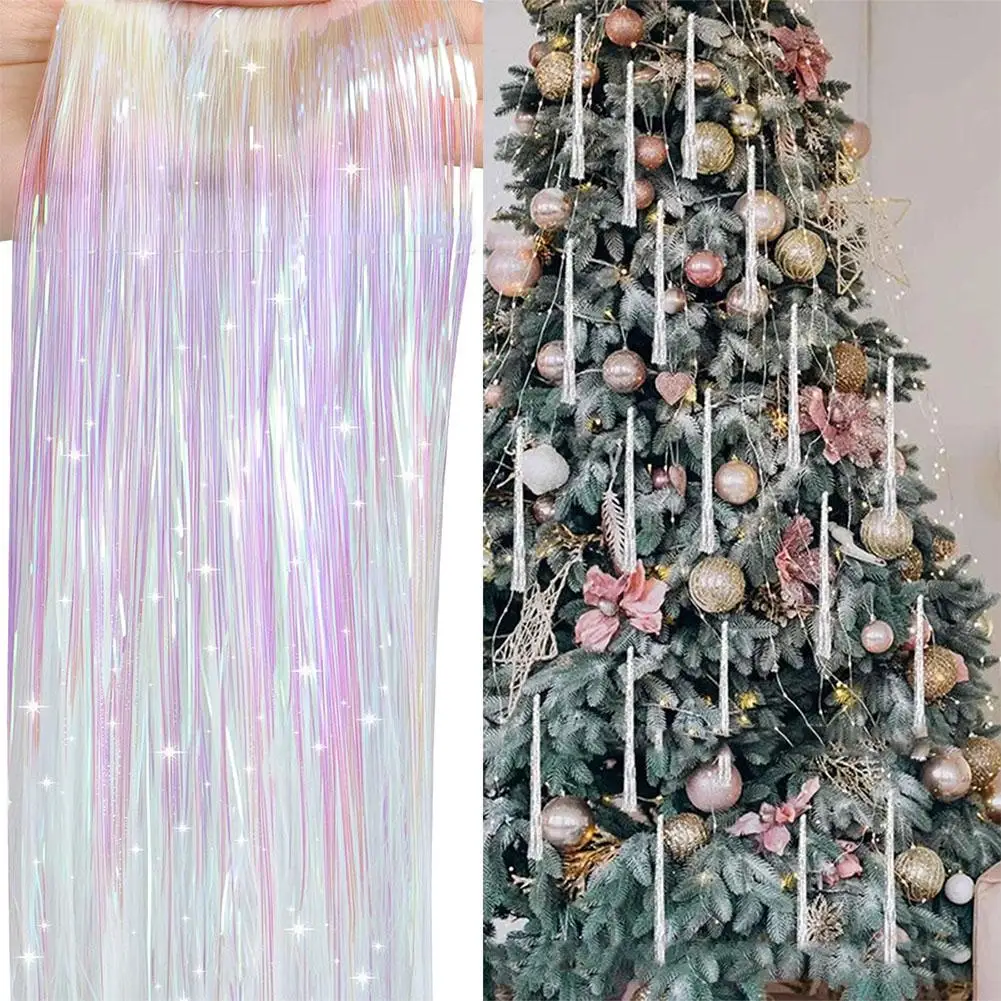 5000 Stränge Eiszapfen Schillerndes Lametta Folie Fransengirlande für Weihnachten Weihnachtsbaum Abschlussfeier Zubehör Urlaubsdekoration – Detail 4