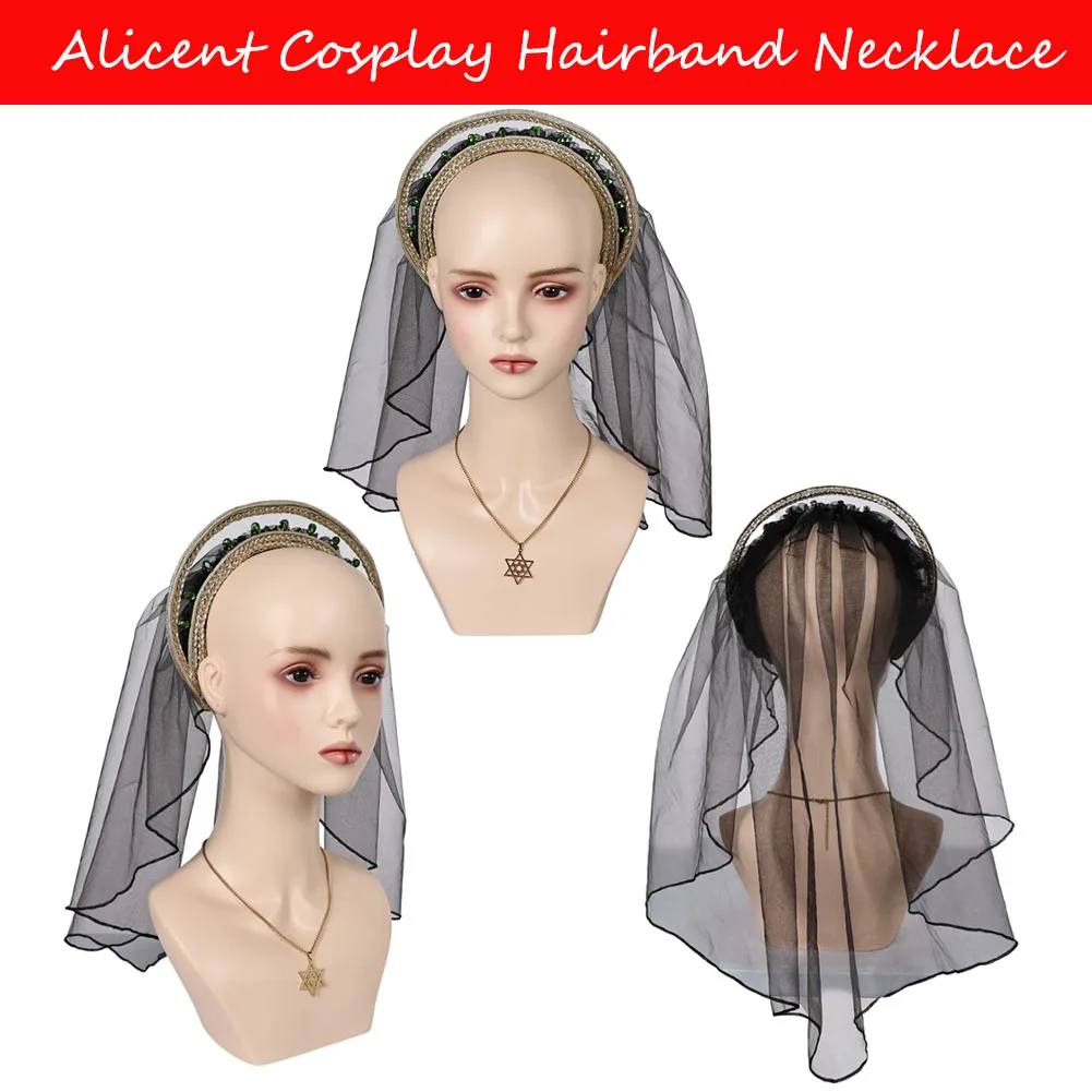 Alicent Cos Hightower Cosplay Hairband Necklace Women Headband Dragon Family Headdress Role Player Costume Accessories Halloween