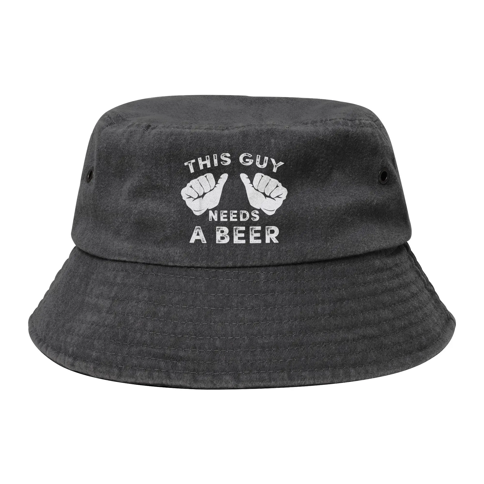 This Guy Needs A Beer Funny Mens Drinking Bucket Hat Summer Travel  Distressed Cotton Sun Hat for Outdoor Sport Fishing Hat Bob