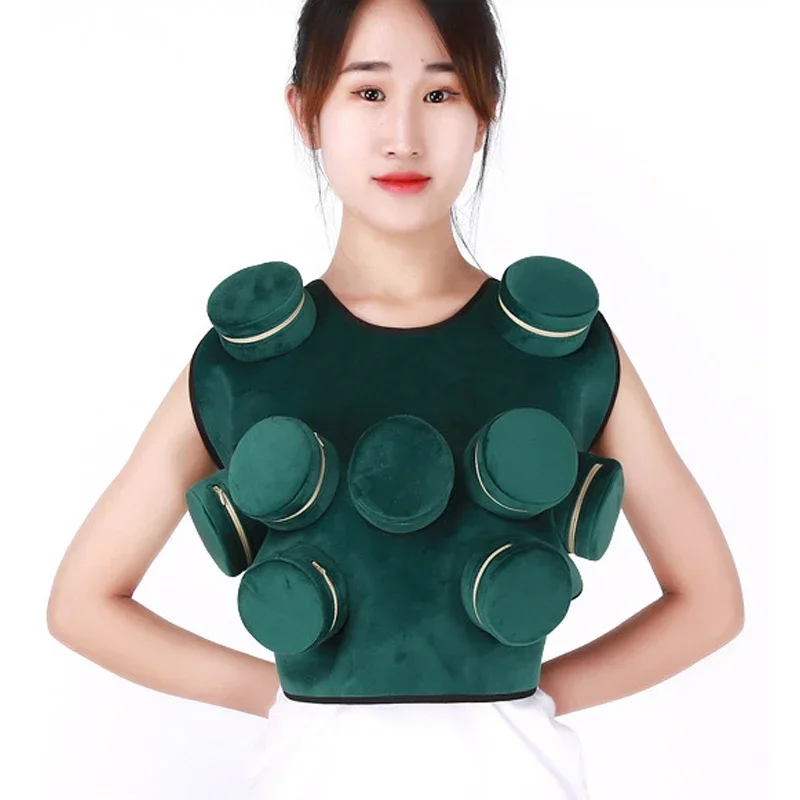 Green Velvet Smokeless Moxibustion Cover Moxa Stick Burn Anti-Smoke Bag/Copper Box Back Body Acupuncture Therapy Massage Tool