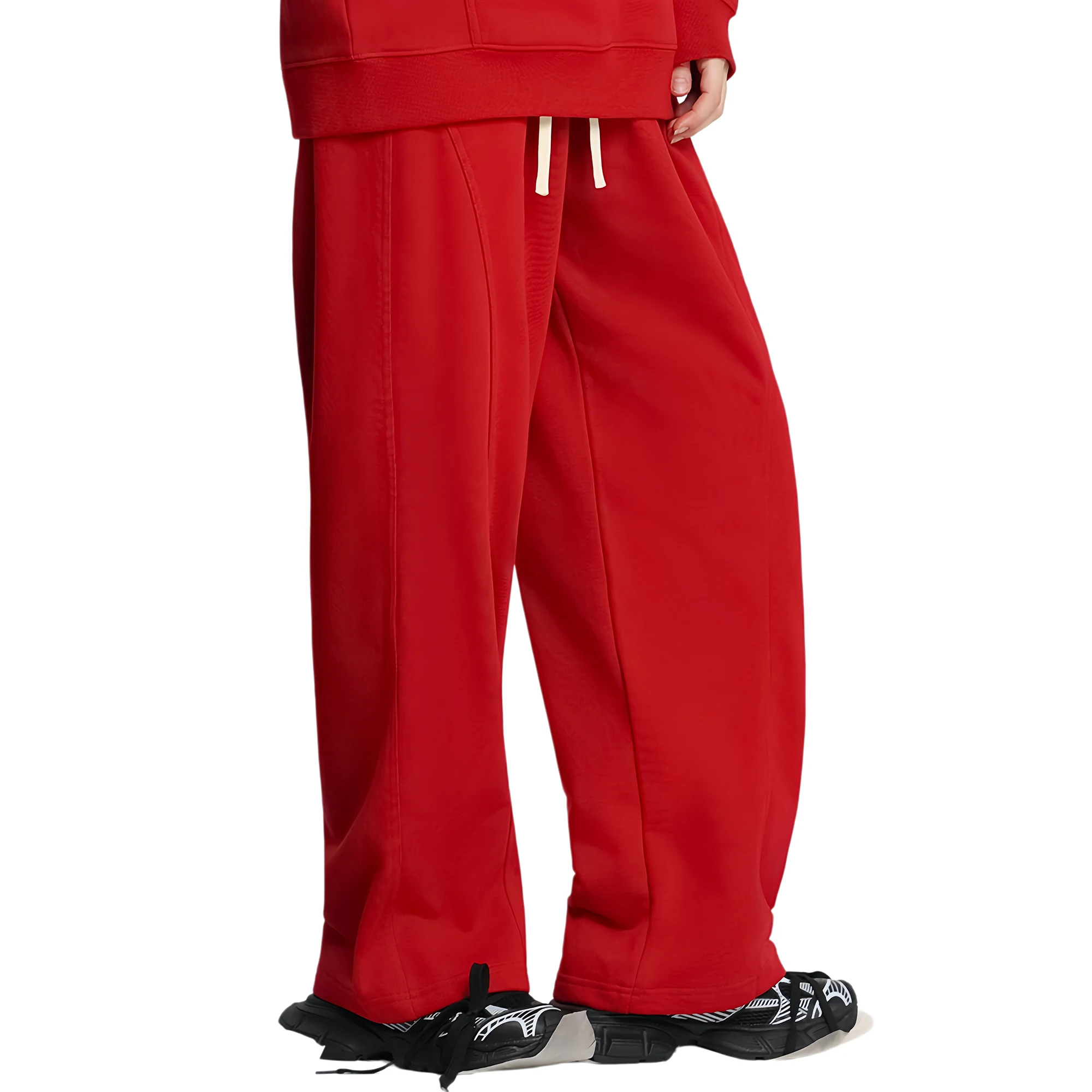 UNITE TOUD Men's Curved Straight Leg Sweatpants Cotton Fleece Oversize Elastic Waist Casual Multi-color Streetwear Winter Pants