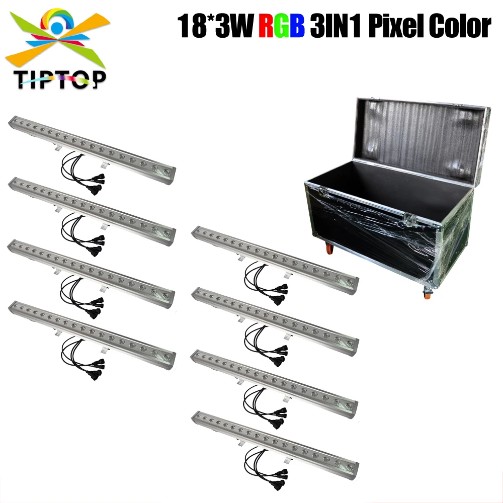 TP-WP1803A Silver Case 18x3W 3IN1 Tri color (RGB) LED Wall Washer Bar Color Individual Control Smooth LED Dimming Flight Case