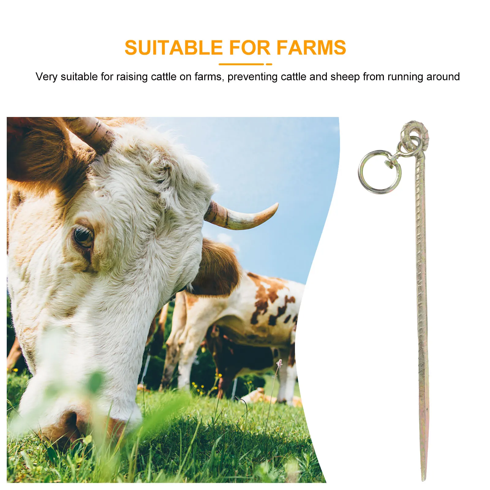 

1pc Outdoor Livestock Fixing Stake Durable Iron Ground Rope Anchor Rod For Dog Cattle Sheep Horse Tying Use Lightweight Camping