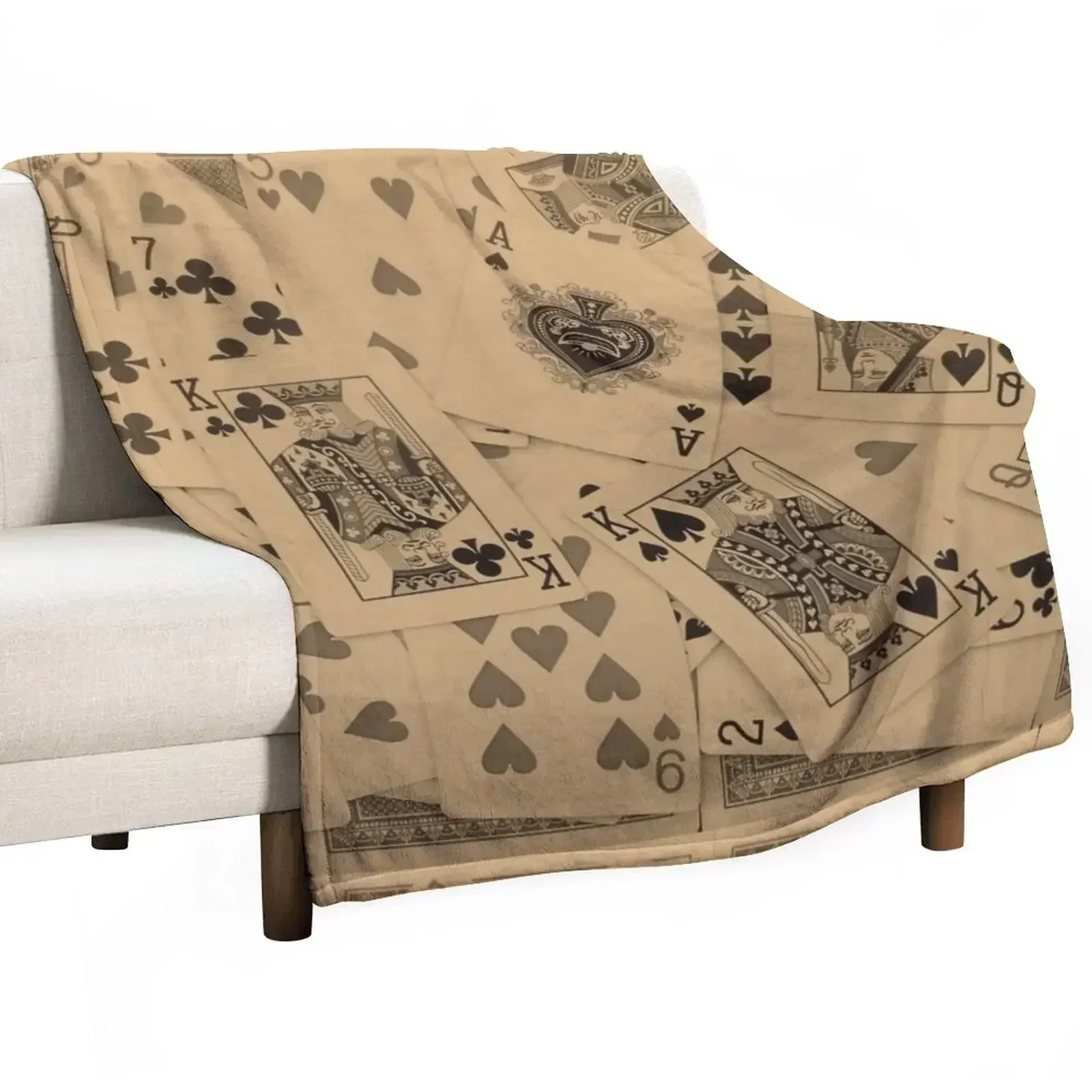 Playing Cards Scattered Throw Blanket Warm Sofa Quilt Hairy For Decorative Sofa Beautifuls wednesday Blankets